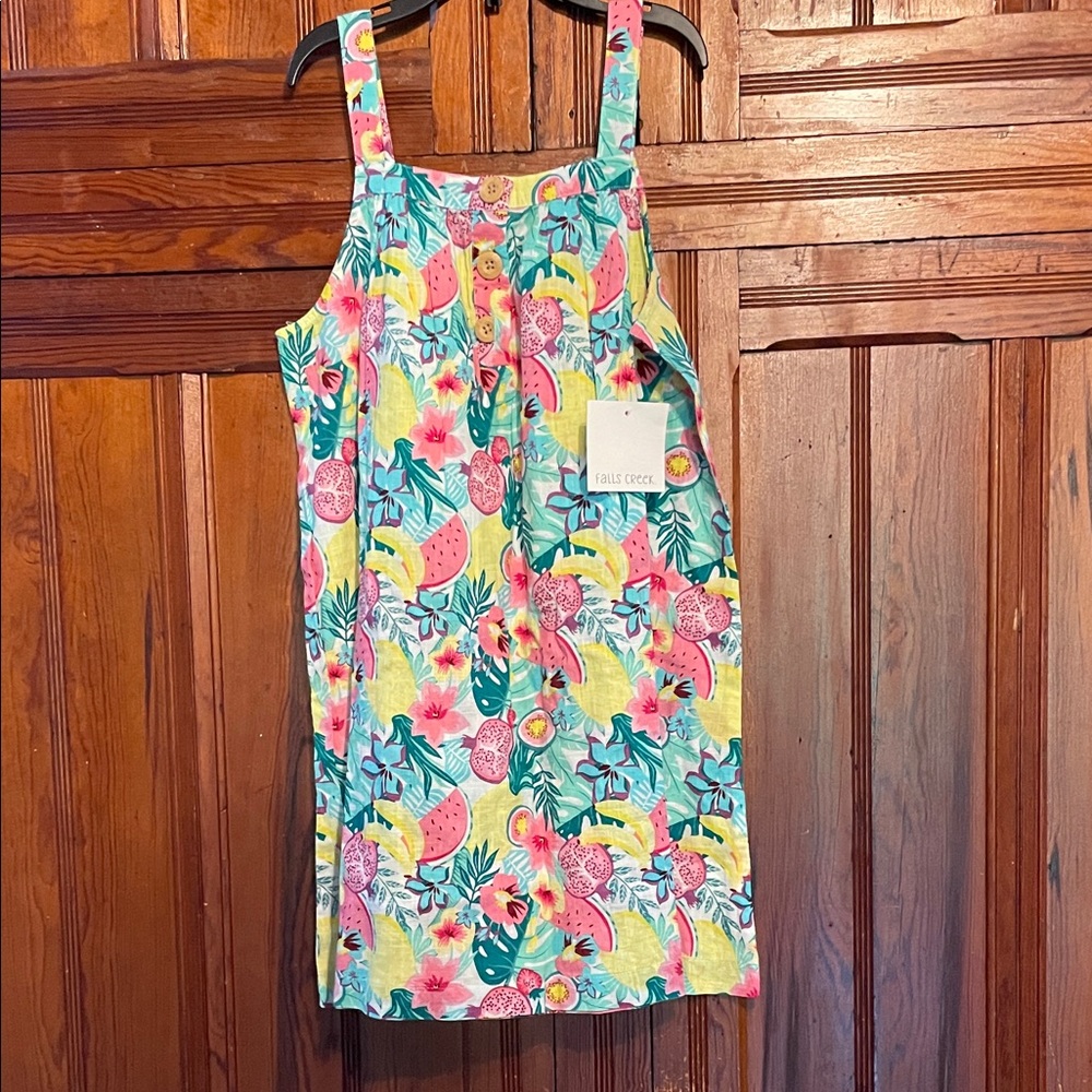 Falls Creek Kids Dress with Pink and Blue Fruit Print Girls size 10-12